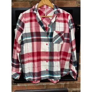 Soma Two Piece Pajama Set Red Green Plaid Flannel S Warm Soft Christmas Holiday